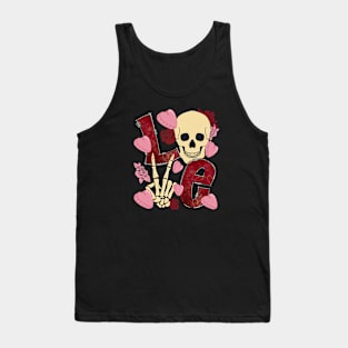 Valentines Love Letters Skull Skeleton Hearts Roses Tank Top